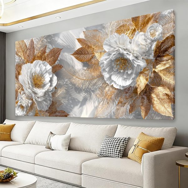 Canvas Art Wall Decor Landscape Wall Art Pictures For Bedroom Modern Brown Wall Art White Flower Wall Decor Artwork for Walls Canvas Wall Art Decor Home Office Aesthetic Wall Decorations 24" X 48"
